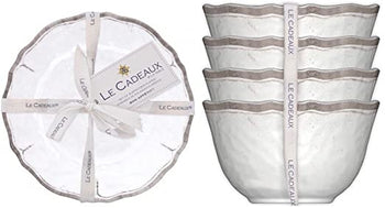 Le Cadeaux Rustica Antique White Melamine Set of 4 Dessert Bowls